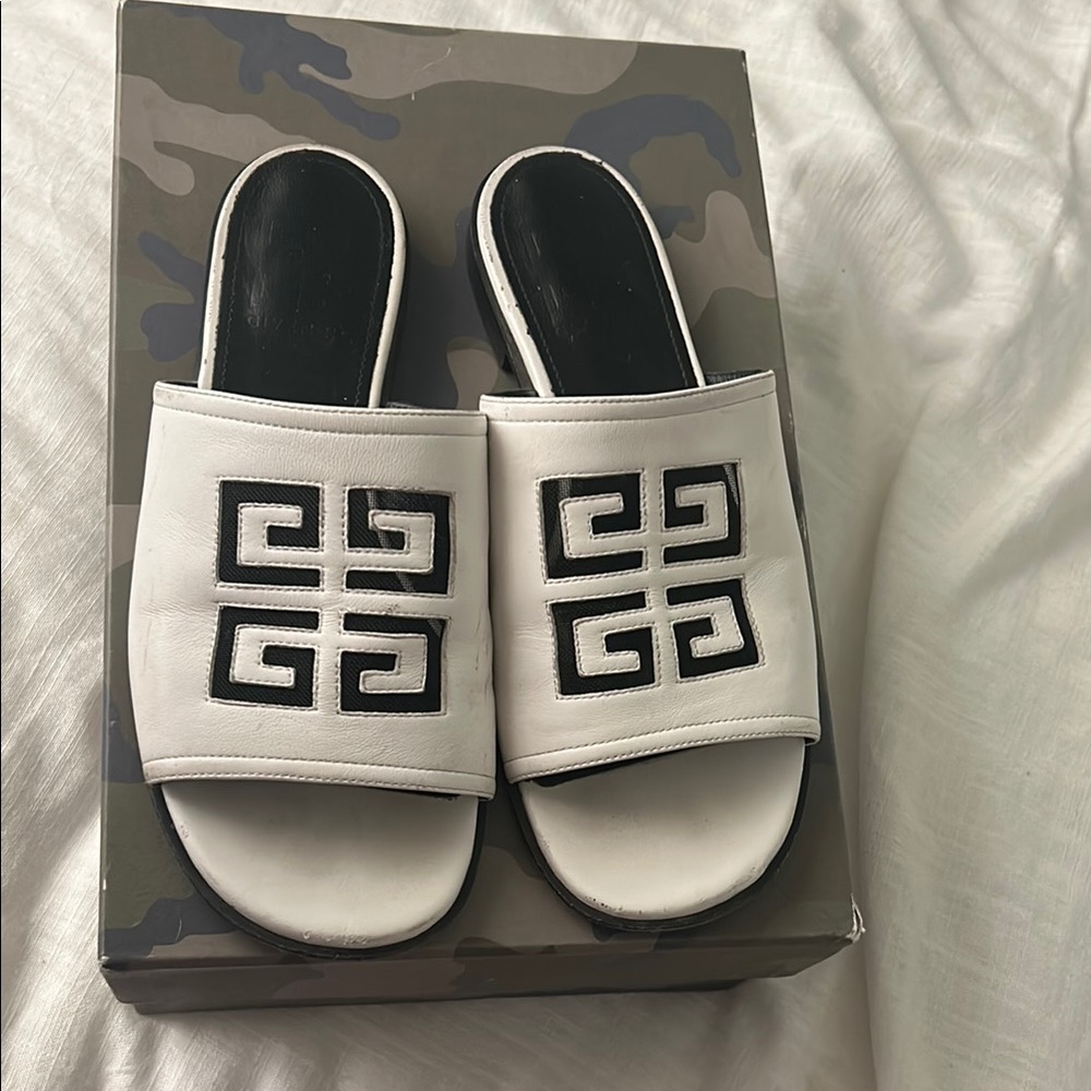 Givenchy Black and White Sandals with Logo